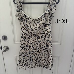 Blue Rain Black and White Leopard Print Mini Dress